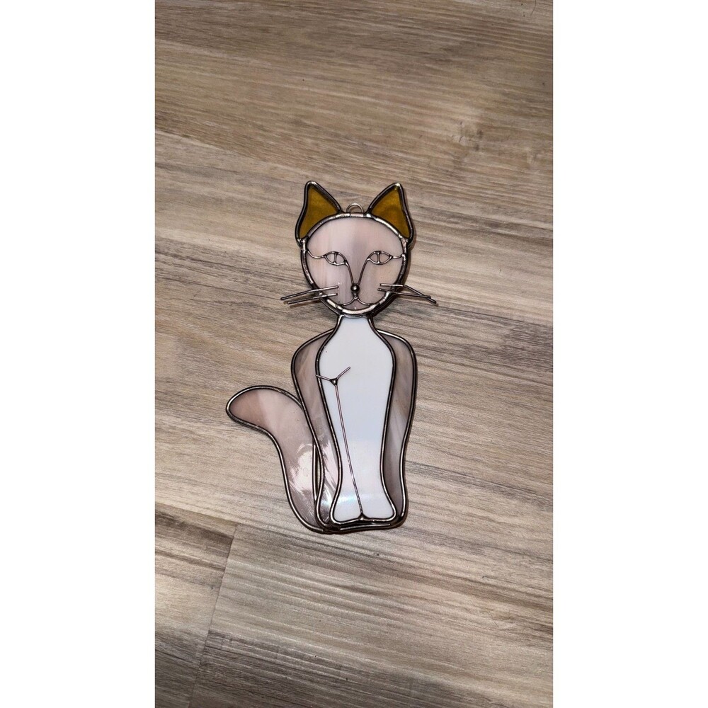 Vintage Style Stained Glass Cat Ornament Home Decor